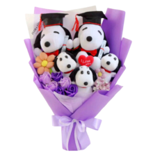 Kawaii Snoopy Graduation With Rose Flower Plush Bouquet Kawaii Snoopy Graduation With Rose Flower Plush Bouquet