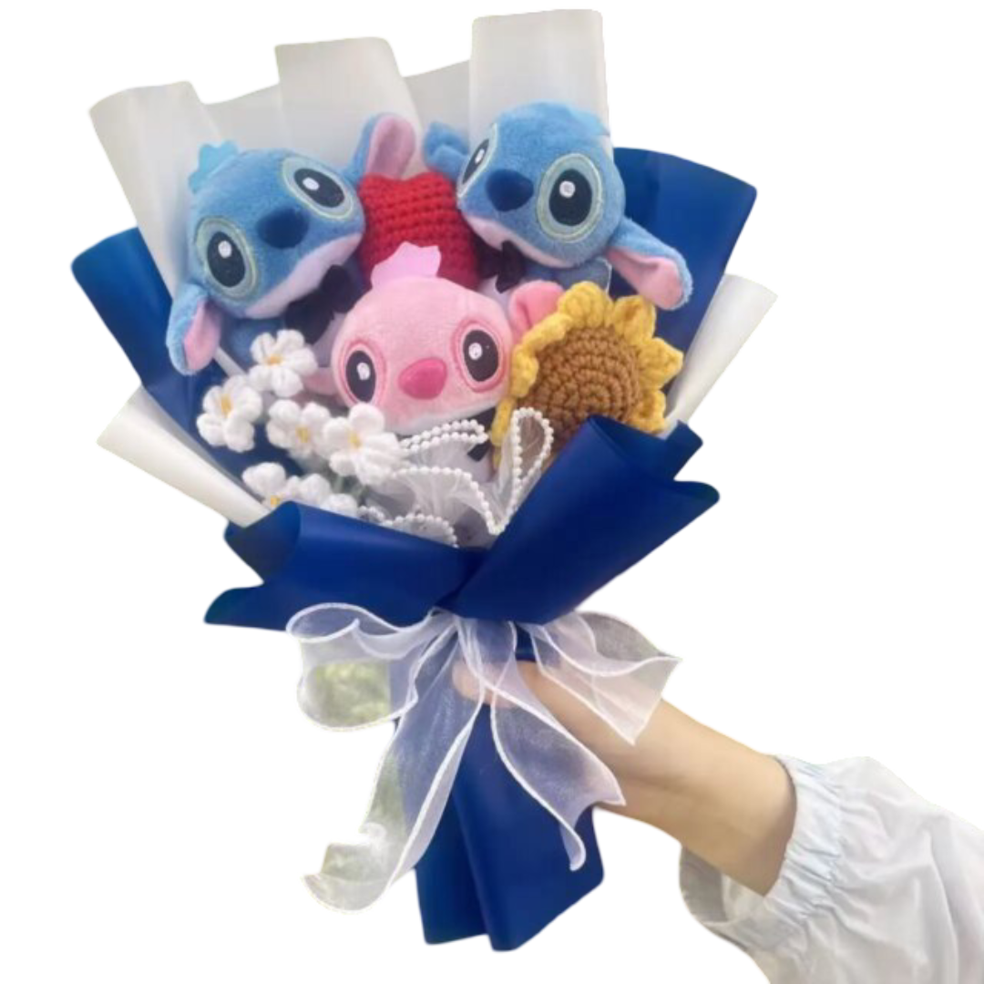 35cm Kawaii Stitch And Angel Plush Bouquet 35cm Kawaii Stitch And Angel Plush Bouquet