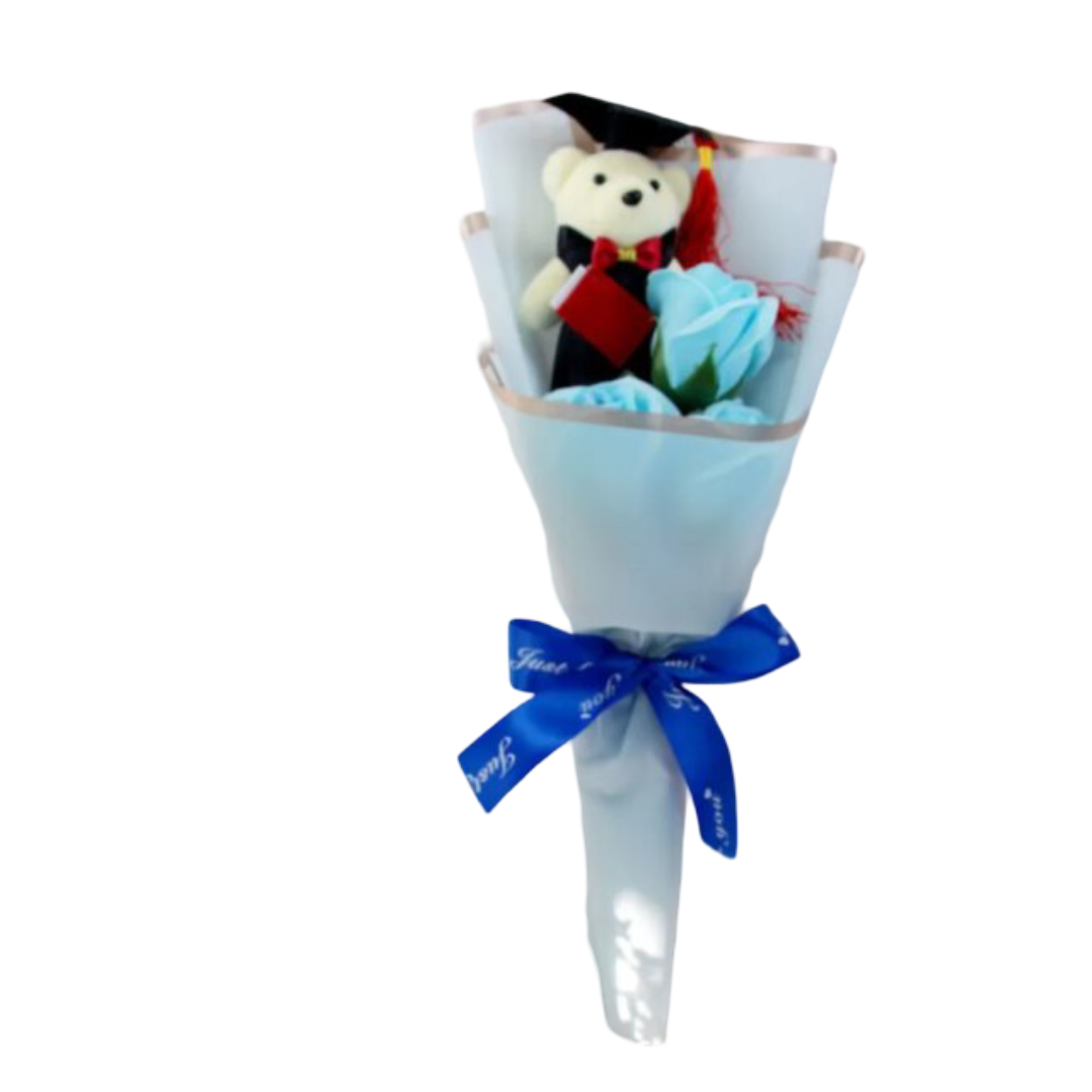 Teddy Bear Kawaii Graduation With Rose Plush Bouquet Teddy Bear Kawaii Graduation With Rose Plush Bouquet