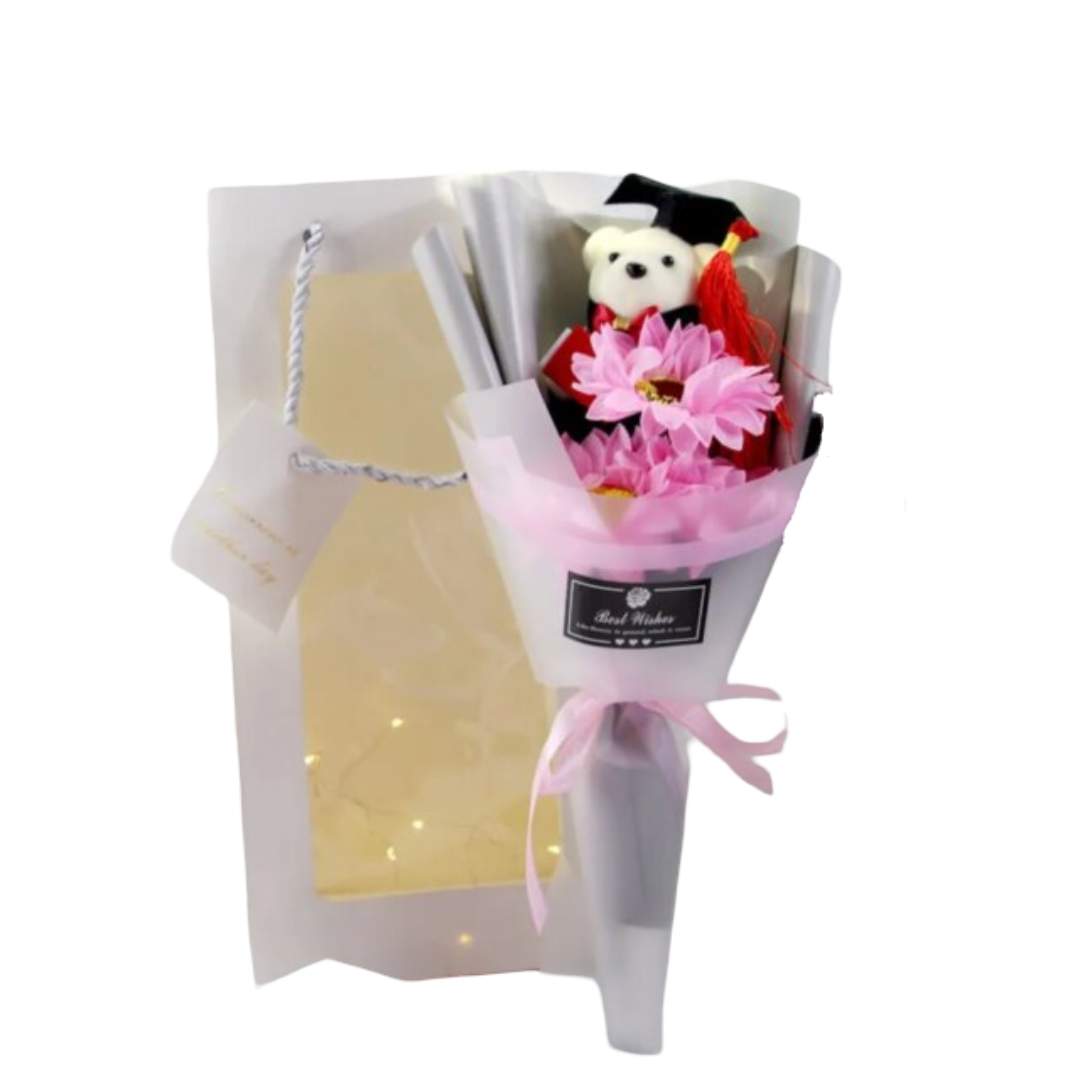 30cm Teddy Bear Kawaii Graduation With Sunflower Plush Bouquet