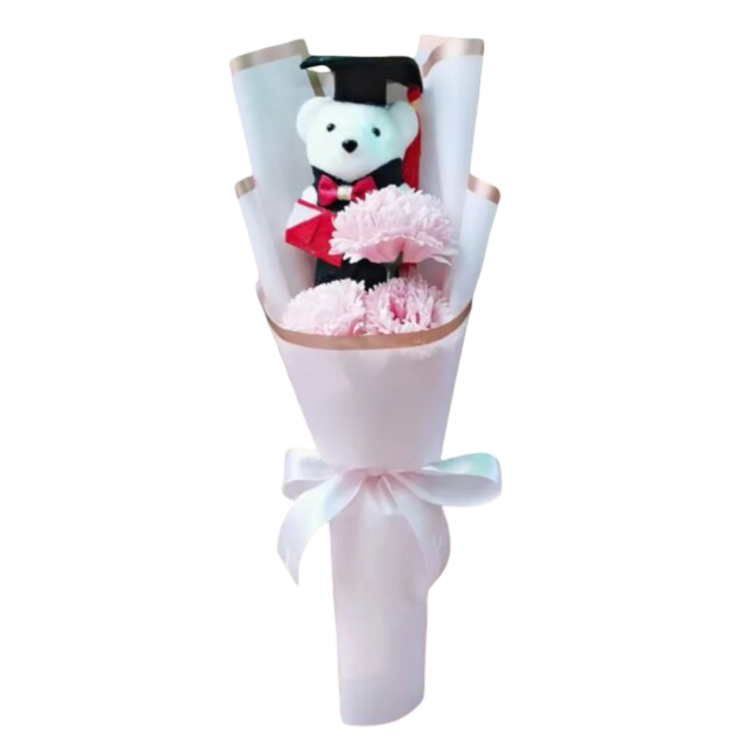 Teddy Bear Kawaii Graduation With Sunflower Plush Bouquet