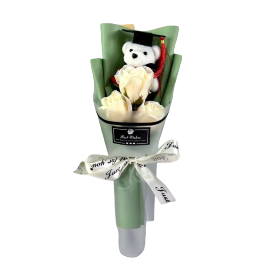 Teddy Bear Graduation With Rose Kawaii Plush Bouquet