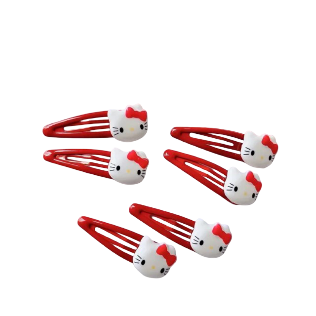 6Pcs Sanrio Kawaii Hello Kitty Hairpin