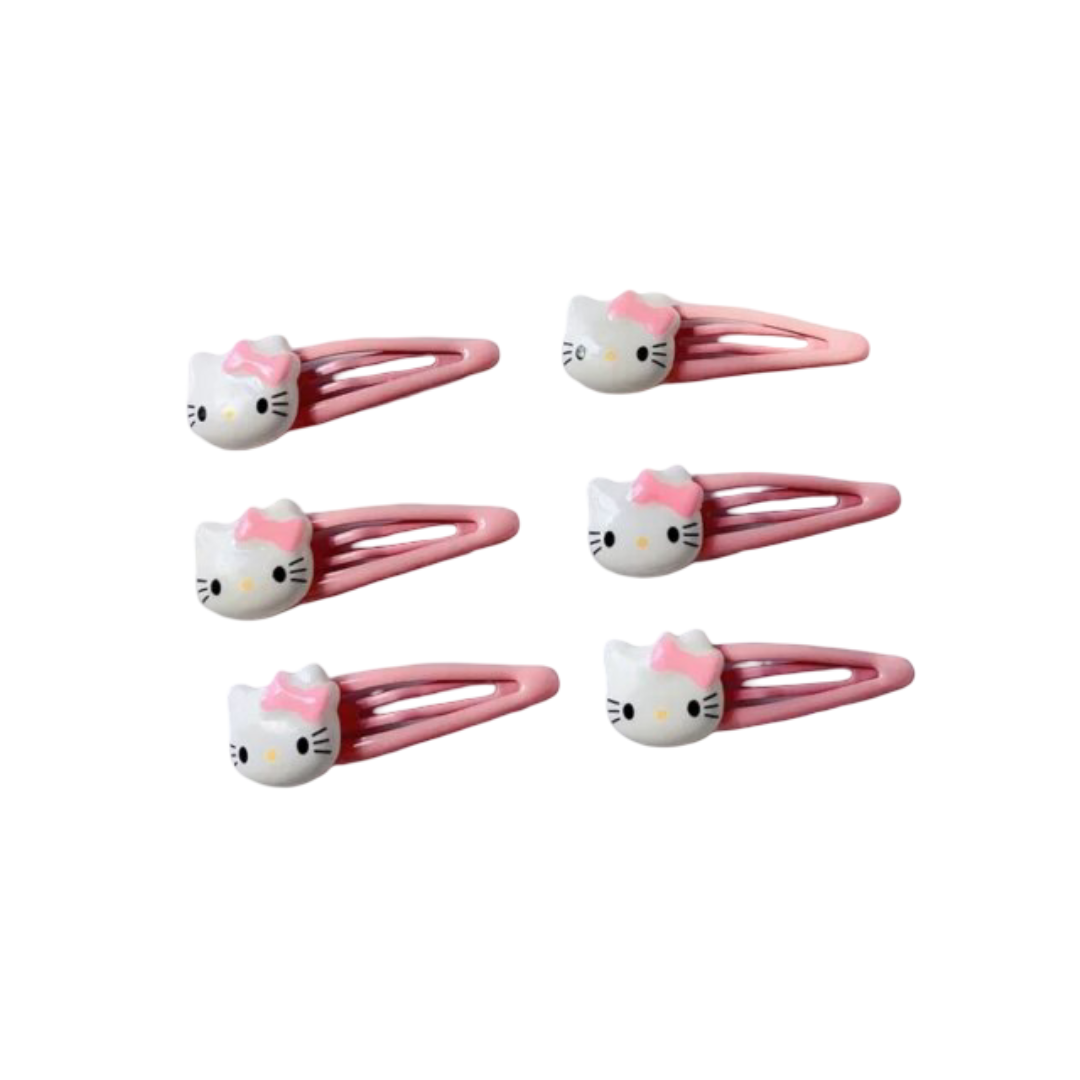 6Pcs Anime Sanrio Kawaii Hello Kitty Hairpin