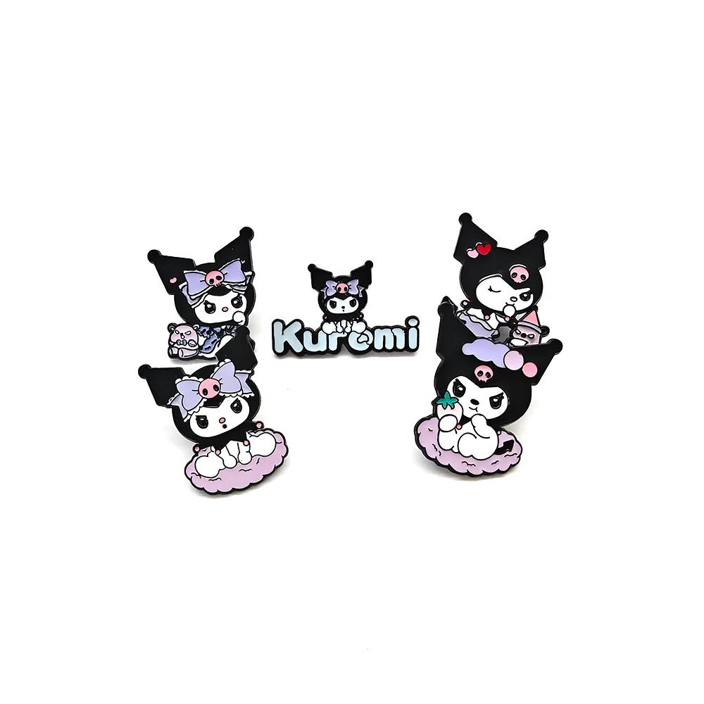 5Pcs/Set Kawaii Sanrio Cartoon Kuromi Metal Brooch