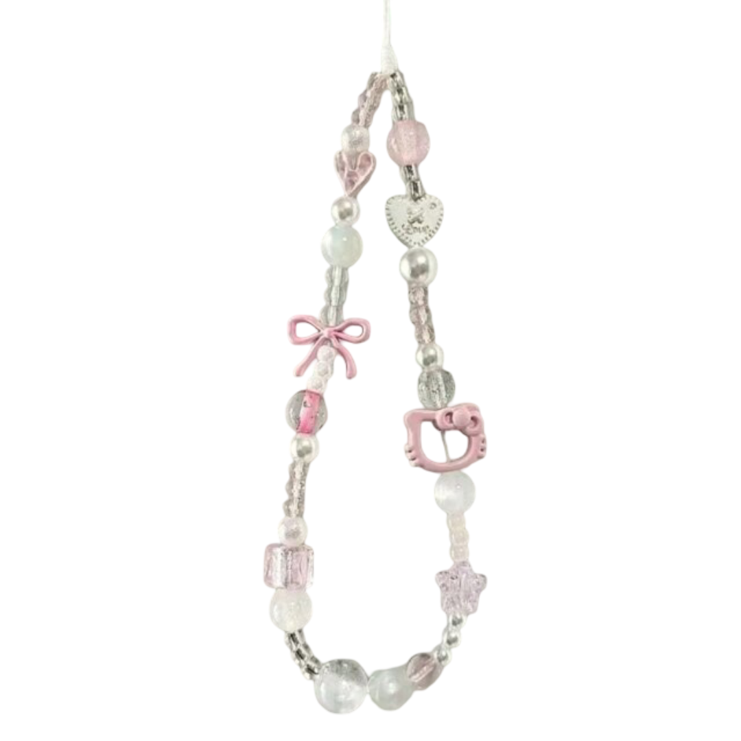 Sanrio Kawaii Hello Kitty Phone Beaded Keychain