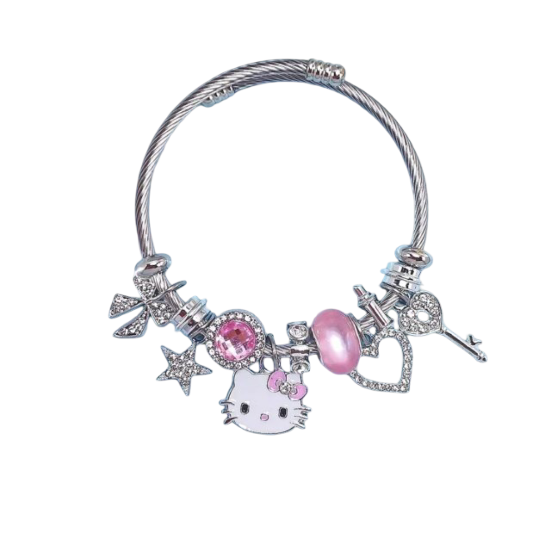 Kawaii Sanrio Anime Hello Kitty Beaded Diamond Bracelet