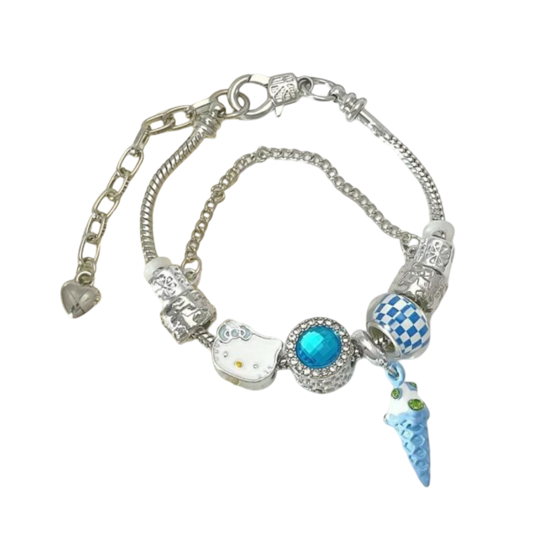 Sanrio Kawaii Hello Kitty Beaded Diamond Bracelet