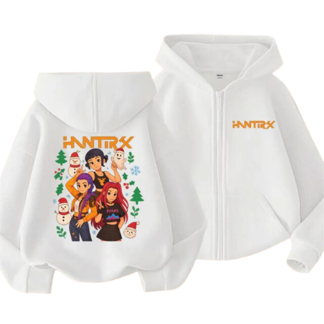 Christmas Kawaii KPop Demon Hunters Zipper Hoodie
