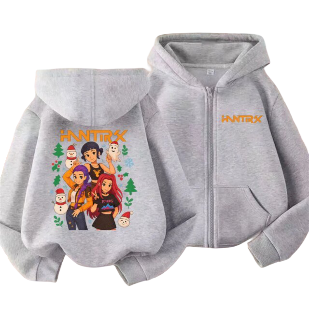 Christmas Kawaii KPop Demon Hunters Zipper Hoodie