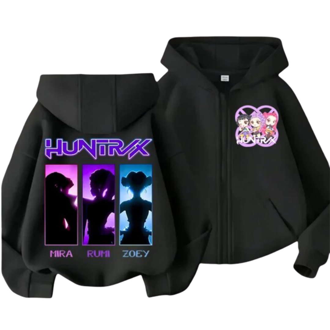 Kawaii KPop Demon Hunters Polyester Zipper Hoodie