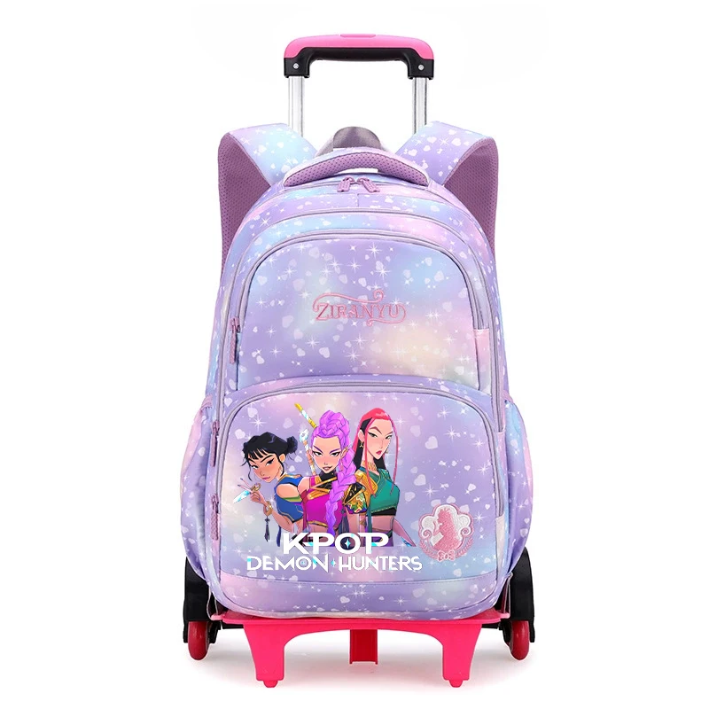 KPop Demon Hunters Kawaii Polyester Trolley Schoolbag