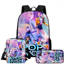3Pcs/Set Kawaii Anime KPop Demon Hunters Character Nylon Backpack 3Pcs/Set Kawaii Anime KPop Demon Hunters Character Nylon Backpack