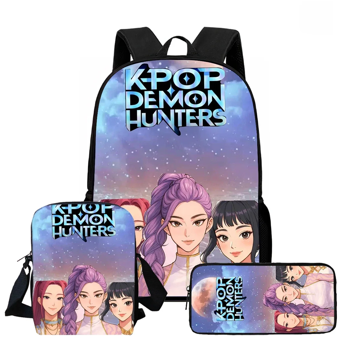 3Pcs/Set Anime KPop Demon Hunters Kawaii Character Backpack