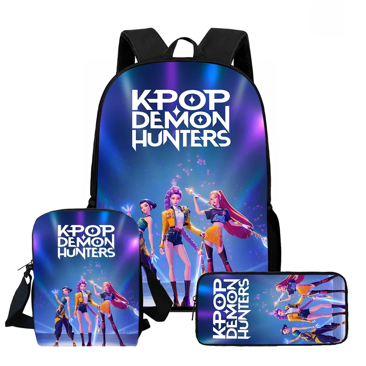 3Pcs Kawaii Anime KPop Demon Hunters Backpack