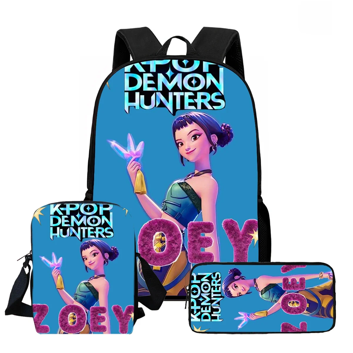 3Pcs/Set Kawaii Anime KPop Demon Hunters Zoey Backpack