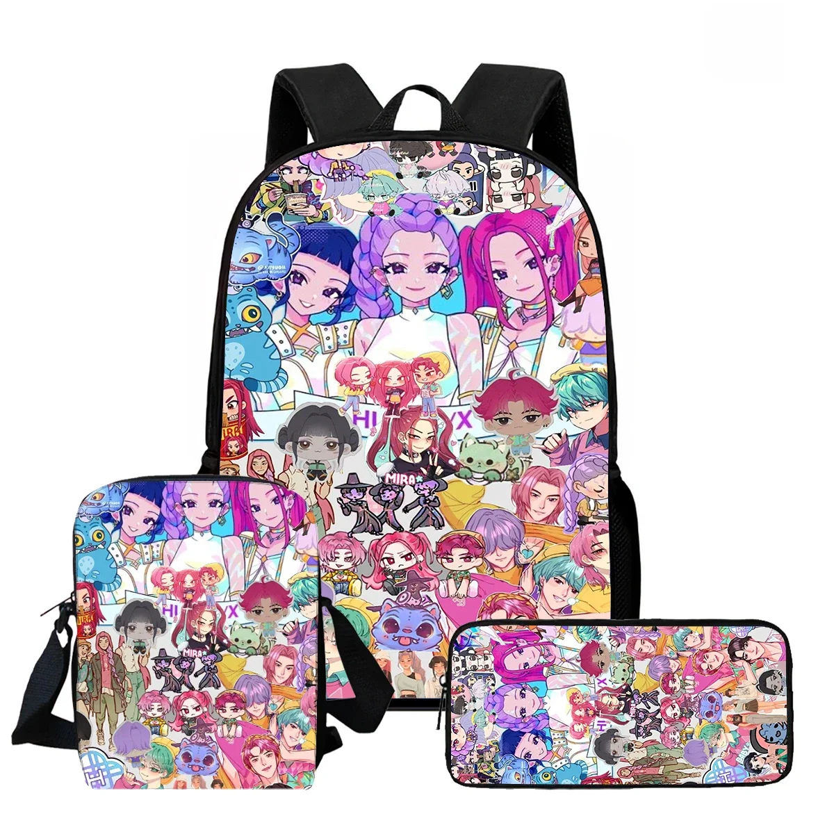 3Pcs/Set Anime Kawaii KPop Demon Hunters Character Backpack