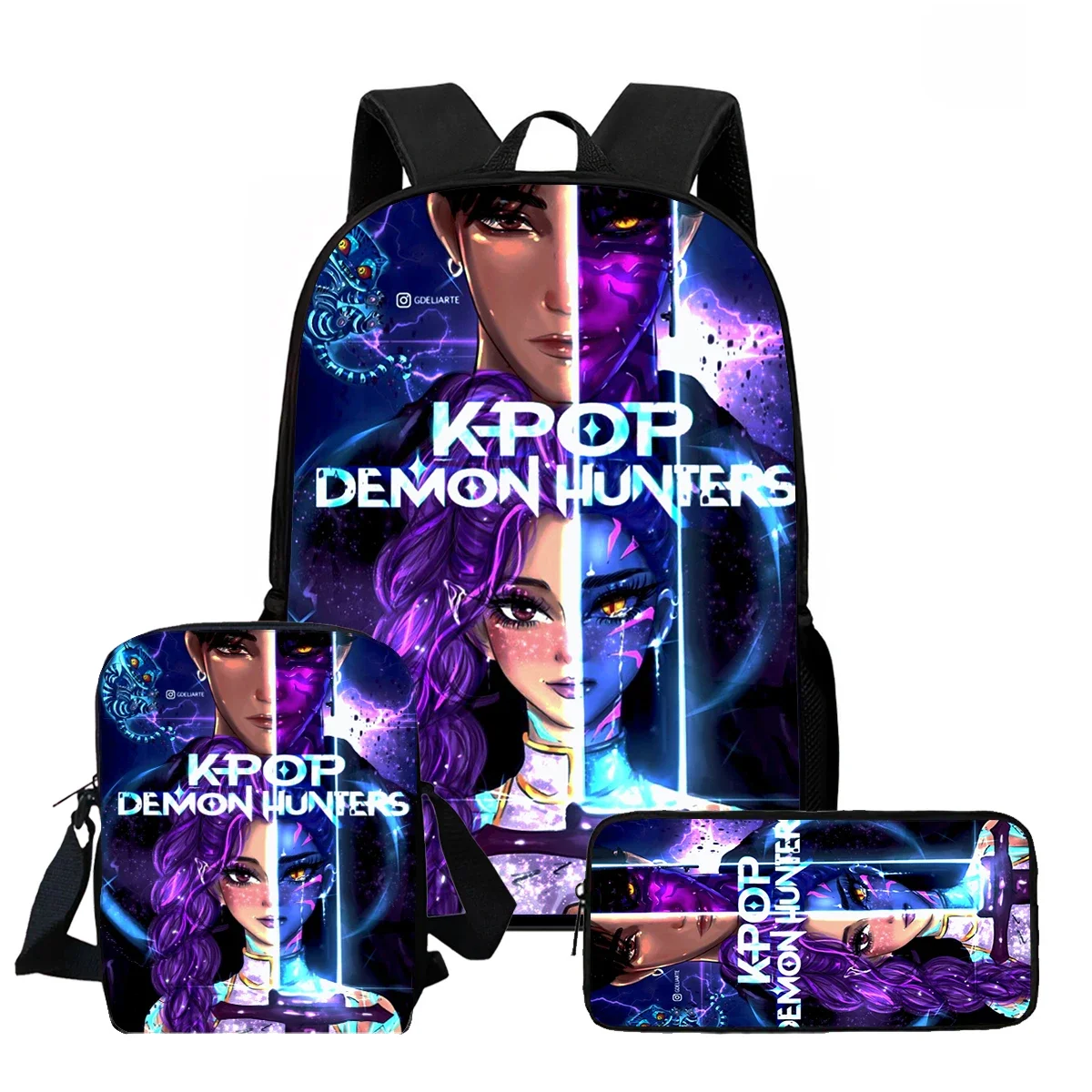 3Pcs/Set Kawaii Anime KPop Demon Hunters Jinu And Rumi Backpack