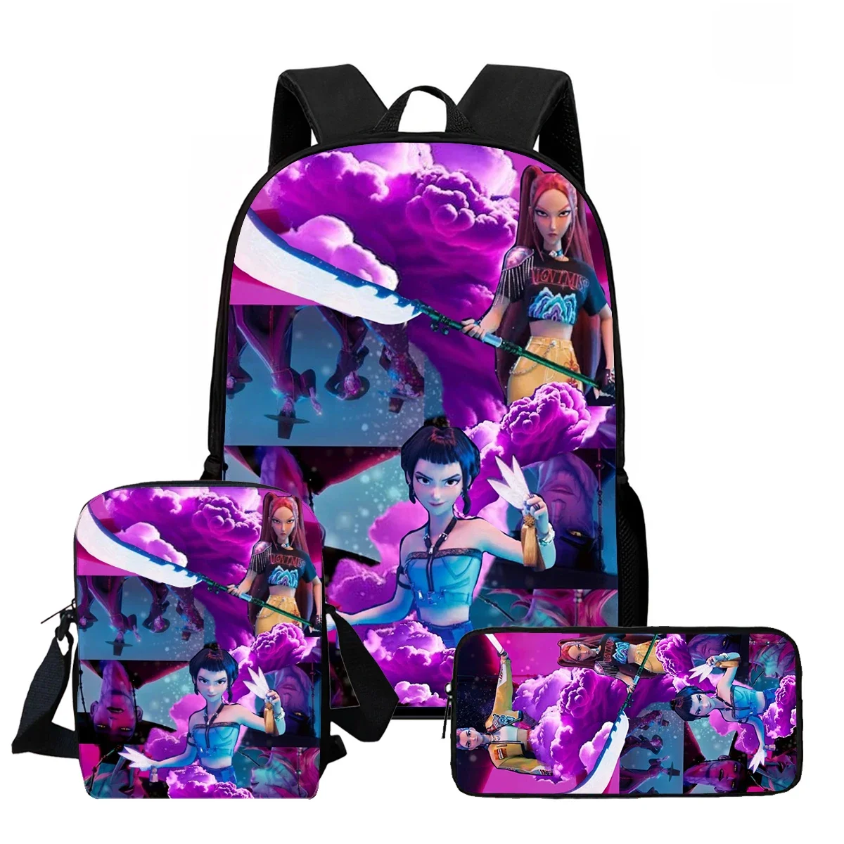 3Pcs/Set Kawaii Anime Character KPop Demon Hunters Backpack