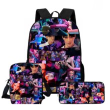 3Pcs/Set Anime Kawaii KPop Demon Hunters Character Nylon Backpack 3Pcs/Set Anime Kawaii KPop Demon Hunters Character Nylon Backpack