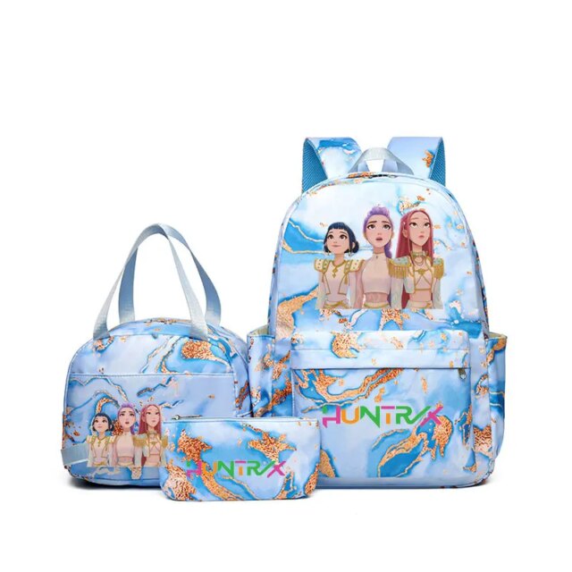 3Pcs KPop Anime Demon Hunters Kawaii Huntrix Nylon Backpack