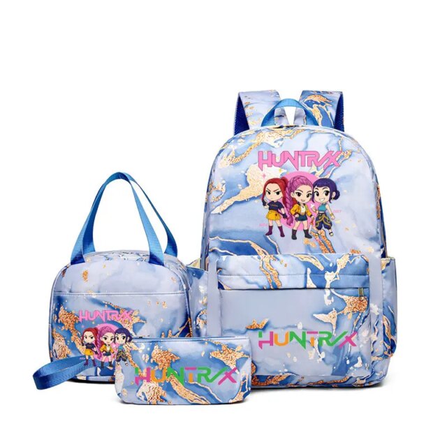 Kawaii 3Pcs KPop Anime Demon Hunters Nylon Backpack