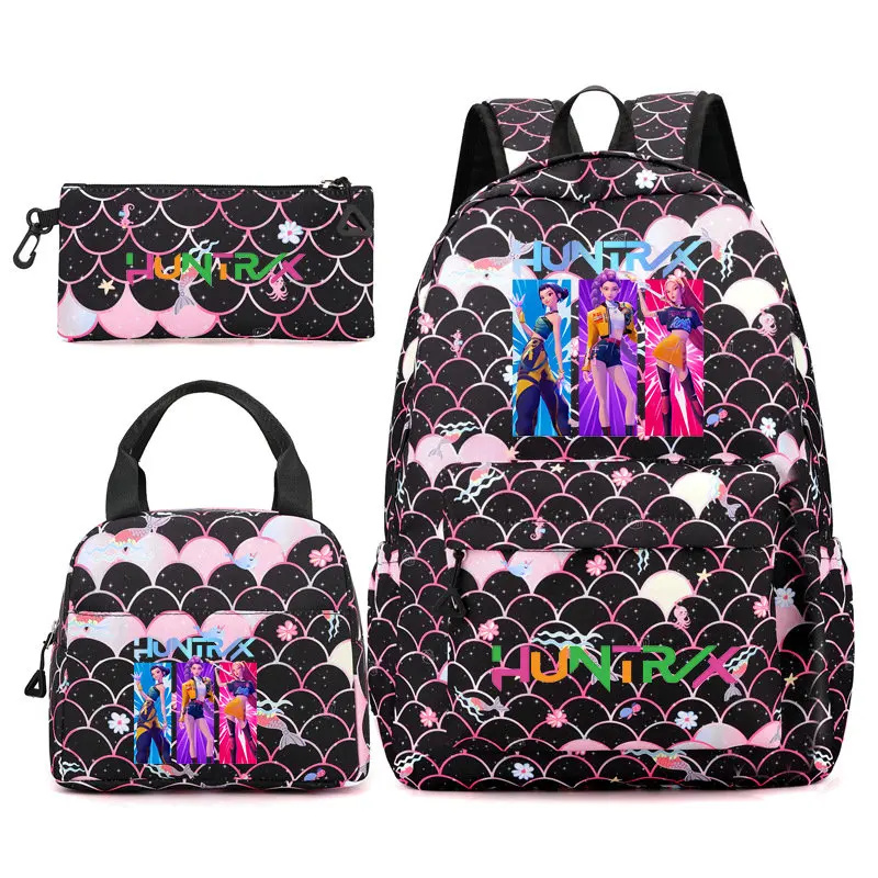 3Pcs Anime Kawaii KPop Demon Hunters Huntrix Backpack