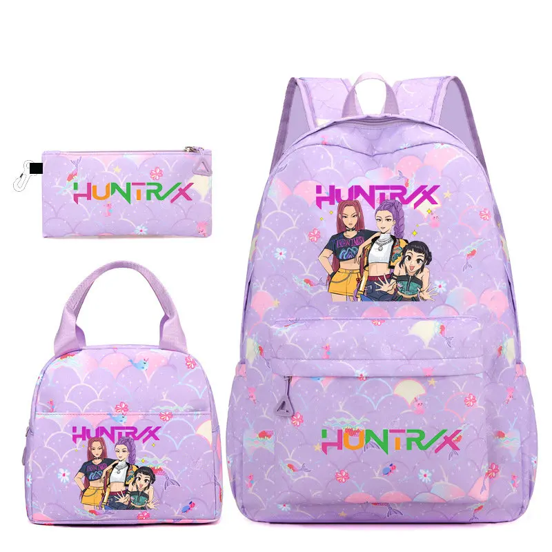 3Pcs KPop Demon Hunters Huntrix Kawaii Backpack