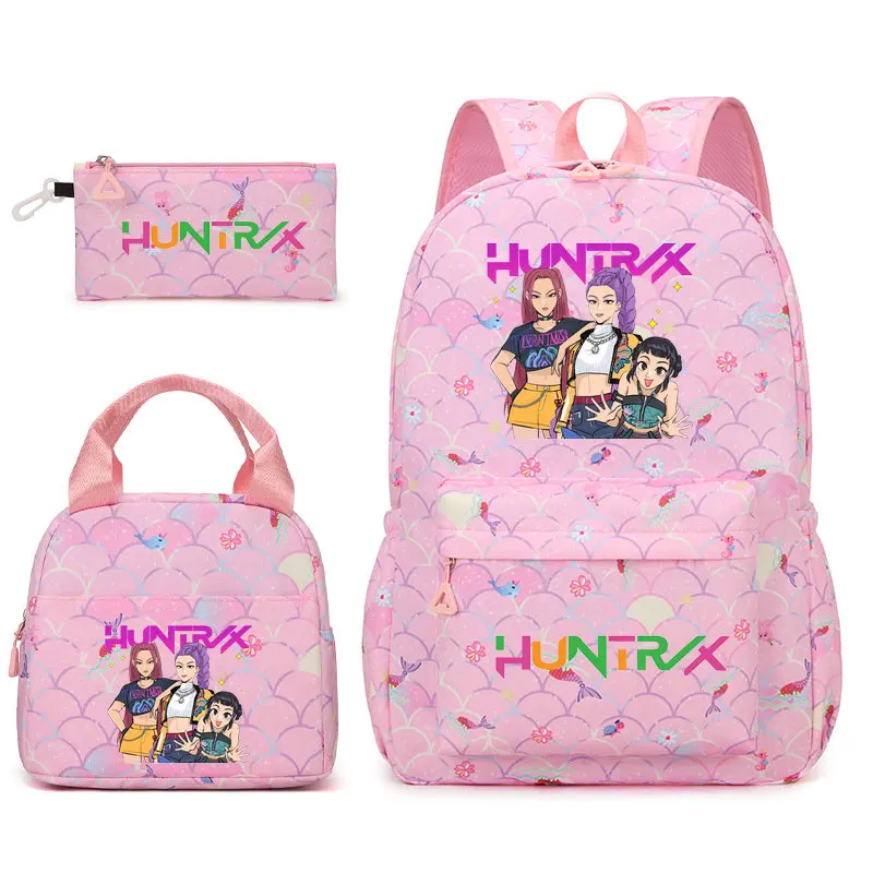3Pcs Anime KPop Demon Hunters Kawaii Huntrix Backpack