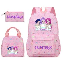 3Pcs Anime KPop Demon Hunters Huntrix Kawaii Backpack 3Pcs Anime KPop Demon Hunters Huntrix Kawaii Backpack