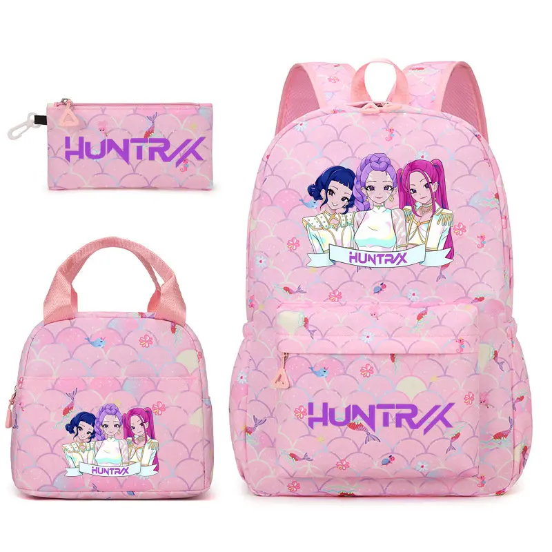3Pcs Anime KPop Demon Hunters Huntrix Kawaii Backpack