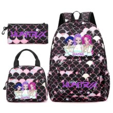 3Pcs Kawaii KPop Anime Demon Hunters Huntrix Nylon Backpack 3Pcs Kawaii KPop Anime Demon Hunters Huntrix Nylon Backpack