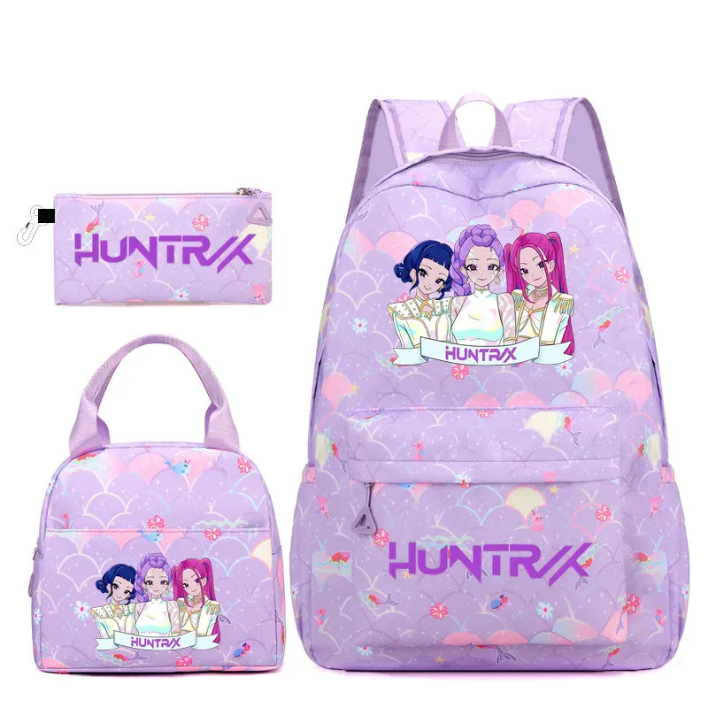 3Pcs Kawaii KPop Anime Demon Hunters Huntrix Backpack