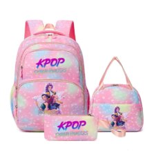 3Pcs Kawaii KPop Demon Hunters Character Printed Backpack 3Pcs Kawaii KPop Demon Hunters Character Printed Backpack
