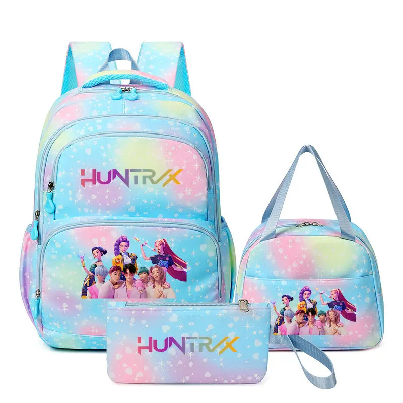 3Pcs Anime KPop Demon Hunters Kawaii Printed Backpack