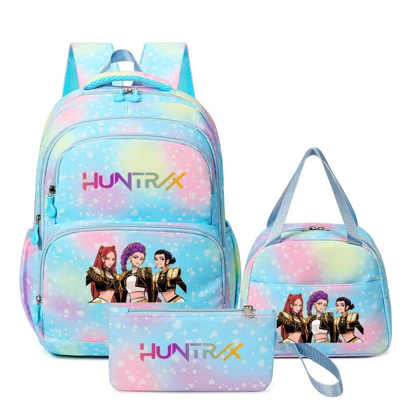 3Pcs Anime KPop Demon Hunters Kawaii Character Printed Backpack