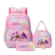 3Pcs Kawaii Anime KPop Demon Hunters Character Printed Backpack 3Pcs Kawaii Anime KPop Demon Hunters Character Printed Backpack