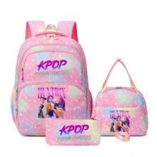 3Pcs Kawaii Anime KPop Demon Hunters Printed Backpack 3Pcs Kawaii Anime KPop Demon Hunters Printed Backpack