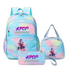 3Pcs Kawaii KPop Demon Hunters Anime Character Printed Backpack 3Pcs Kawaii KPop Demon Hunters Anime Character Printed Backpack