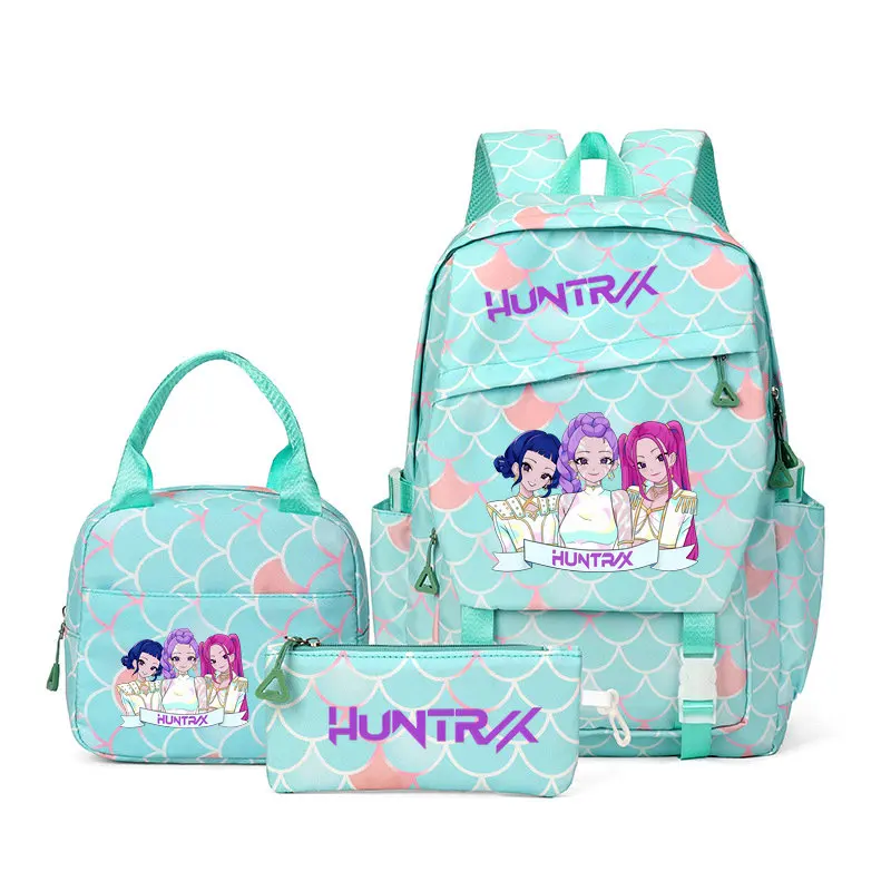 3Pcs Anime KPop Demon Hunters Kawaii Huntrix School Bag