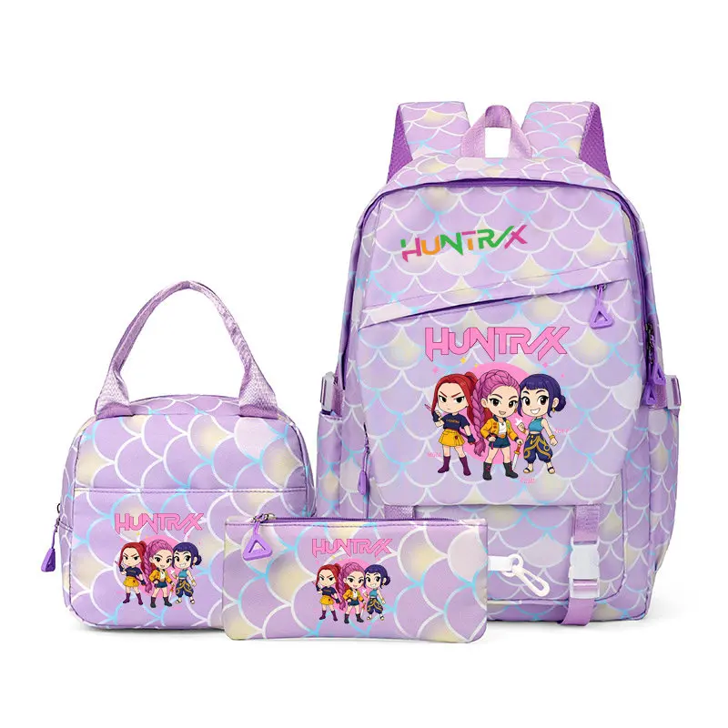 3Pcs Anime Kawaii KPop Demon Hunters Huntrix School Bag 3Pcs Anime Kawaii KPop Demon Hunters Huntrix School Bag