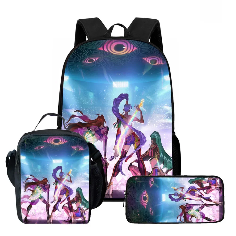 3Pcs/Set Kawaii Anime KPop Demon Hunters Nylon School Bag