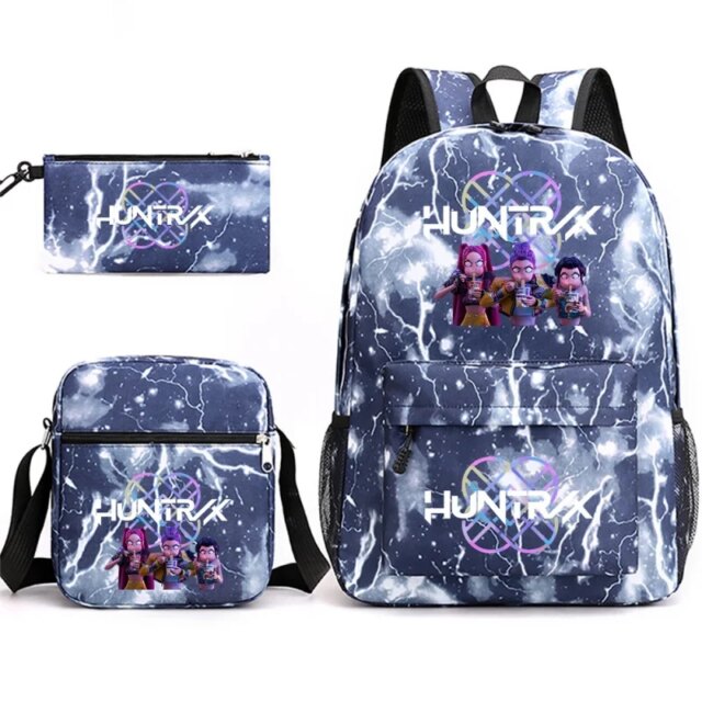 KPop Anime Demon Hunters Kawaii Huntrix Print Backpack KPop Anime Demon Hunters Kawaii Huntrix Print Backpack