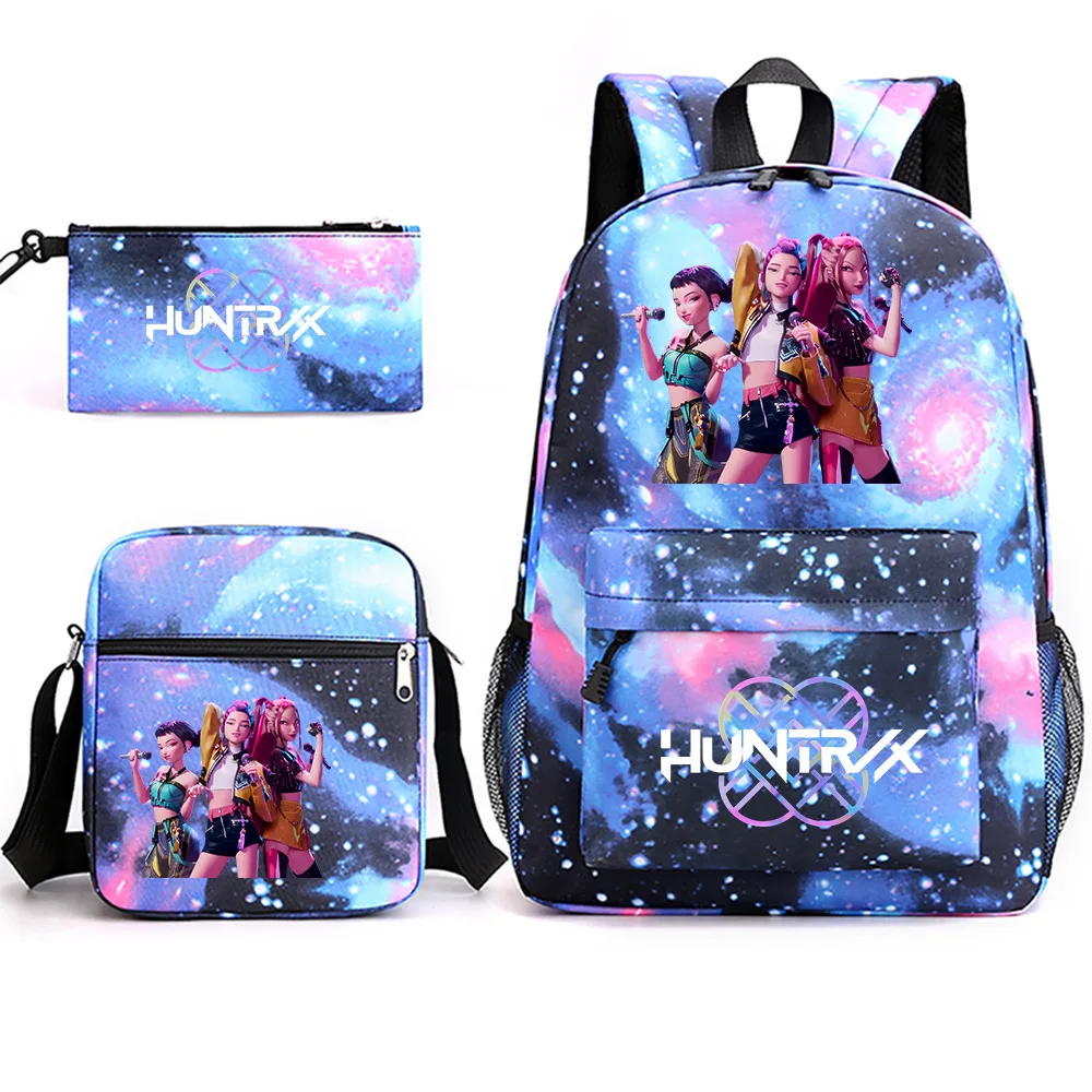 3Pcs/Set Anime Kawaii KPop Demon Hunters Polyester Backpack