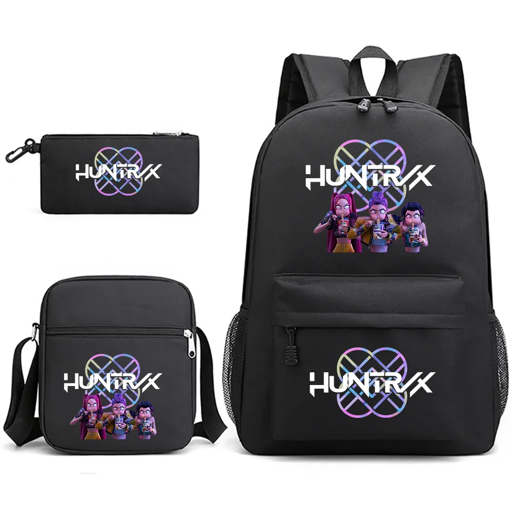 3Pcs/Set Kawaii Anime KPop Demon Hunters Polyester Backpack