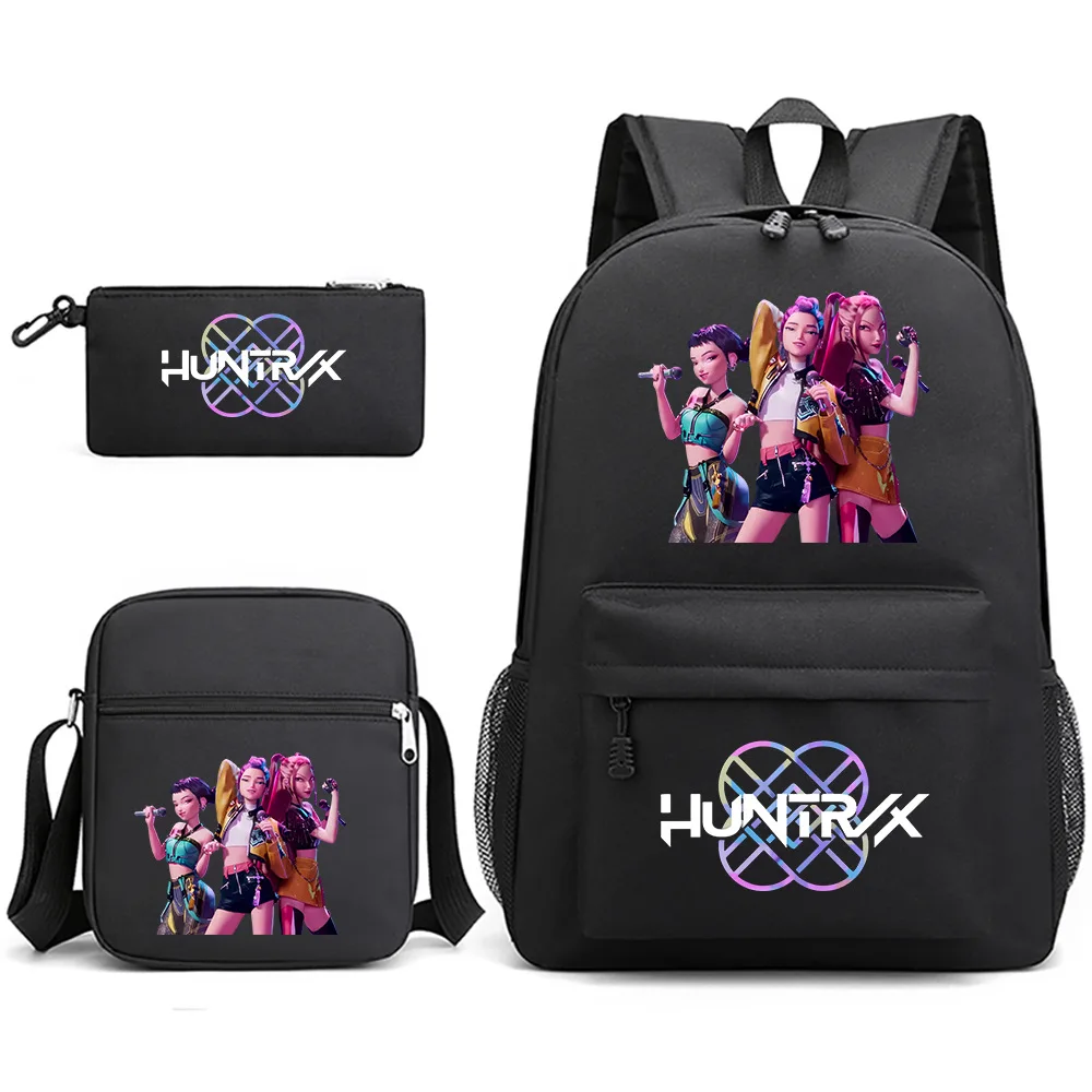 3Pcs/Set Anime KPop Demon Hunters Polyester Kawaii Backpack