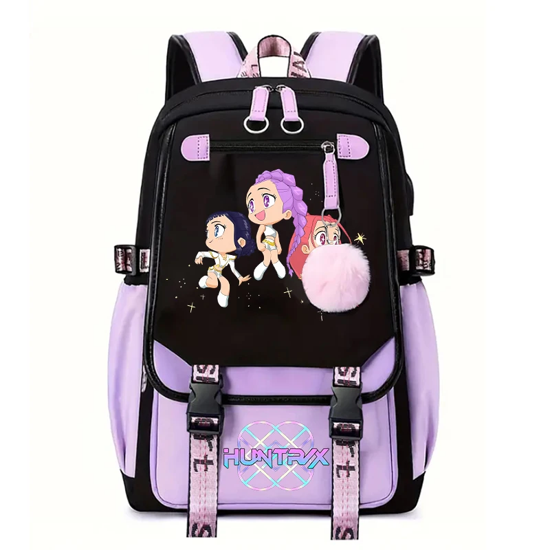 Kawaii KPop Anime Demon Hunters Character Canvas School Bag