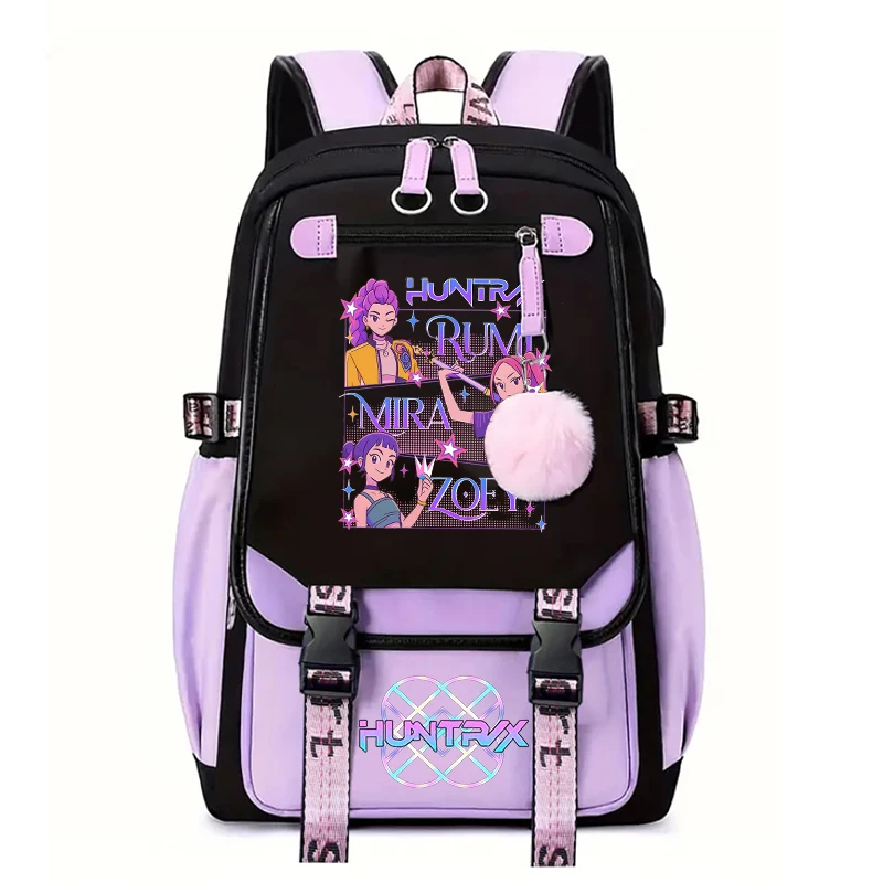 KPop Anime Demon Hunters Kawaii Character Polyester School Bag