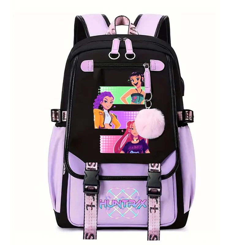 KPop Anime Demon Hunters Character Kawaii Polyester School Bag