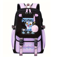 KPop Demon Hunters Kawaii Derpy Tiger And Sussie Polyester School Bag KPop Demon Hunters Kawaii Derpy Tiger And Sussie Polyester School Bag